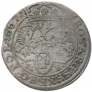 Jan II Kazimír, šestipence 1666 TLB, Krakov