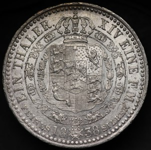 Německo, Hannover, Ernst August, thaler 1838 A, Clausthal