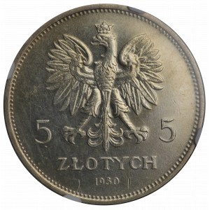 II RP, 5 zloty 1930 Banner - HYBRYDA obverse DEAD.