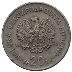 Polská lidová republika, 20 zlotých 1974, Nowotko - nápis na okraji od hranic