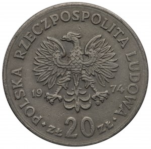 Polská lidová republika, 20 zlotých 1974, Nowotko - destrukt