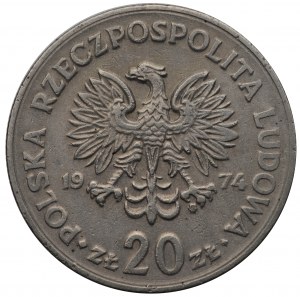 Polská lidová republika, 20 zlotých 1974, Nowotko - destrukt
