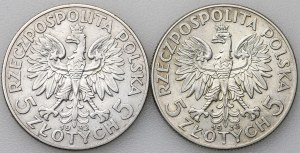 5 zlatých 1932, Hlava ženy | 5 zlatých 1933, Hlava ženy - sada 2 kusů