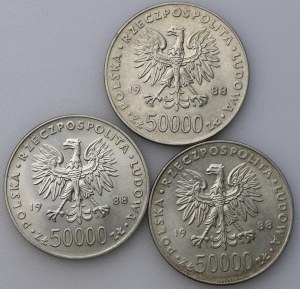 50 000 PLN 1988, Piłsudski - sada 3 kusů