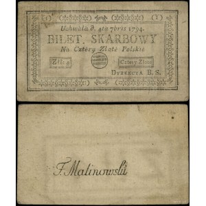 Pologne, 4 zlotys polonais, 4.09.1794