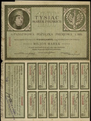 Poland, 4% loan for 1,000 Polish marks, 1920