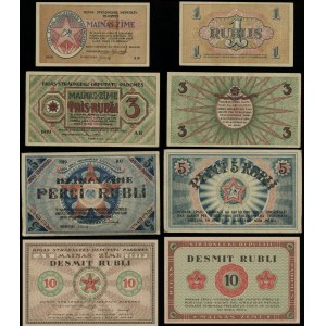 Lettland, Satz: 1, 3, 5, 10 Rubel, 1919, Riga
