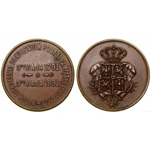 Poland, medal on the occasion of the 100th anniversary of the 3rd of May Constitution, 1891, Krakow