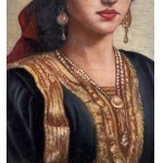 ANONIMO, Porträt einer Frau mit Kopfbedeckung