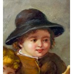 ELIO AMOROSO, Kinder, die mit einem Hund spielen. - Elio Amoroso