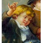 ELIO AMOROSO, Kinder, die mit einem Hund spielen. - Elio Amoroso