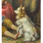 ELIO AMOROSO, Kinder, die mit einem Hund spielen. - Elio Amoroso