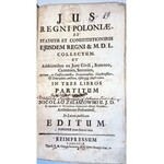 ZALASZOWSKI - IUS REGNI POLONIAE t.1-2 (komplet w 2 wol.) wyd. 1699-1702