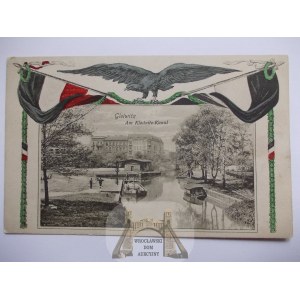 Gliwice, Gleiwitz, Kanał Kłodnicki, patriotyczna, ok. 1915