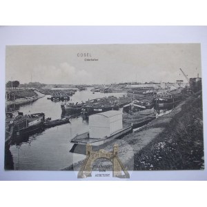 Koźle, Cosel, port, barki, ok. 1910