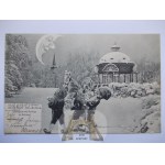 Prudnik,Neustadt, pavilion in the snow, collage, 1908