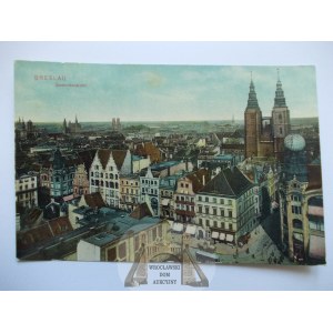Wrocław, Breslau, Rynek, ciekawa panorama, wyd. dr Trenkler, 1907