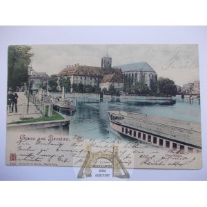 Wrocław, Breslau, Odra, statek, Wyspa Piasek, 1898