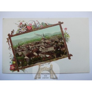 Wałbrzych, Waldenburg, litografia, panorama, ok. 1900