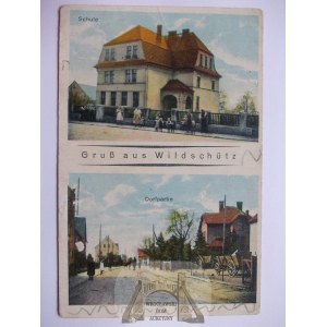 Wilczyce k. Legnica, ulica, szkoła, 1914