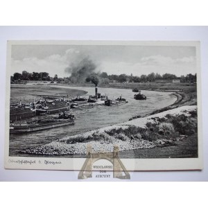 Głogów, Glogau, Oder, Schleppzug, ca. 1935