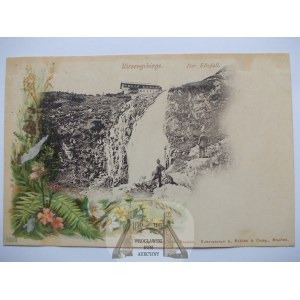 Karkonosze, Riesengebirge, Elbefall, litografia, ok. 1900