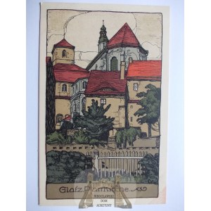 Kłodzko, Glatz, kościół, Steindruck, ok. 1914