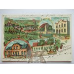 Zielona Góra, Grunberg, - Przylep, lithograph, palace, inn, 1916