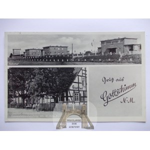Gościm k. Strzelce Krajeńskie, dworzec, gospoda, 1940