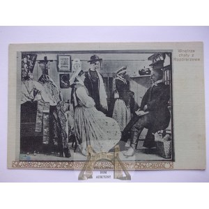 Rostarzewo k. Grodzisk, wnętrze chaty, chłopi, etnografia ok. 1910