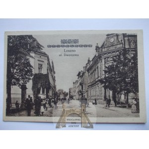 Leszno, Lissa, ulica Dworcowa, przedruk ok. 1920