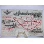 Bydgoszcz, Bromberg, Torun, Pila, railroad management, train station, lithograph ca. 1900