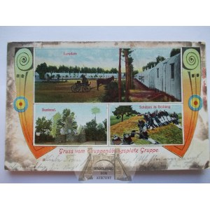 Grupa k. Świecie, baraki, pomnik, secesyjna winieta 1911