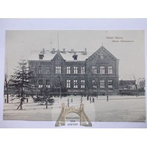 Nakło, Nakel, szkoła, zimowa ok. 1910