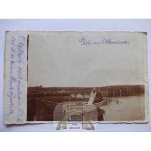 Szczecin, Stettin, łódka, prywatna kartka, 1919