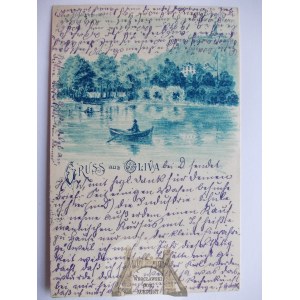 Gdańsk, Danzig, Oliwa, litografia 1899