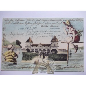 Sopot, Zoppot, kąpielisko rodzinne, kolaż, plażowicze 1904