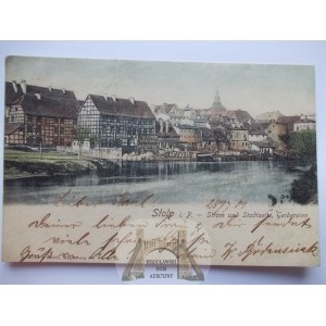 Słupsk, Stolp, budynki nad Słupią 1901