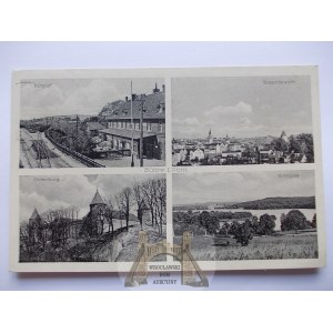 Bytów, Butow, dworzec, zamek, panorama 1940