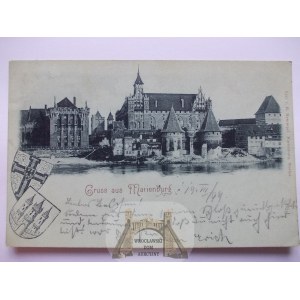 Malbork, Marienburg, zamek, herby, księżycówka 1899