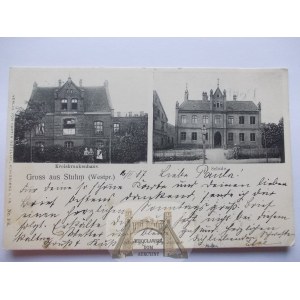 Sztum, Stuhm, szpital, poczta ok. 1900
