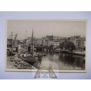 Elbląg, Elbing, port, łódź ok. 1935