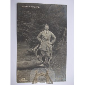 Olsztyn, Allenstein, następca tronu z upolowanym jeleniem 1913