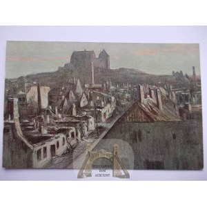 Nidzica, Neidenburg, burned city, painted, mal. Fritz. Hass ca. 1915