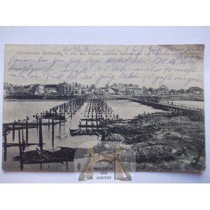 Ostrołęka, zniszczone mosty, panorama 1915