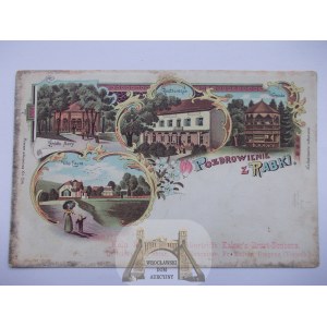 Rabka, litografia, 4 widoki ok. 1900