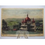 Ukraine, Vorokhta, Orthodox church, hand-colored with crayons, ca. 1930.
