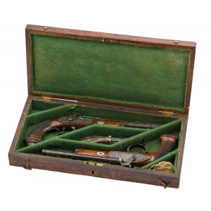 Pair of cap pistols in case, Western Europe, ca. 1850