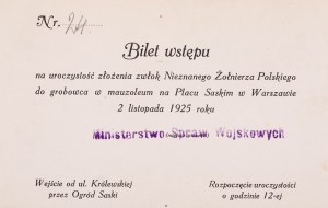Admission ticket to the ceremony