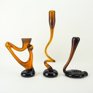 Wolomin Glassworks - Ensemble de trois bougeoirs
